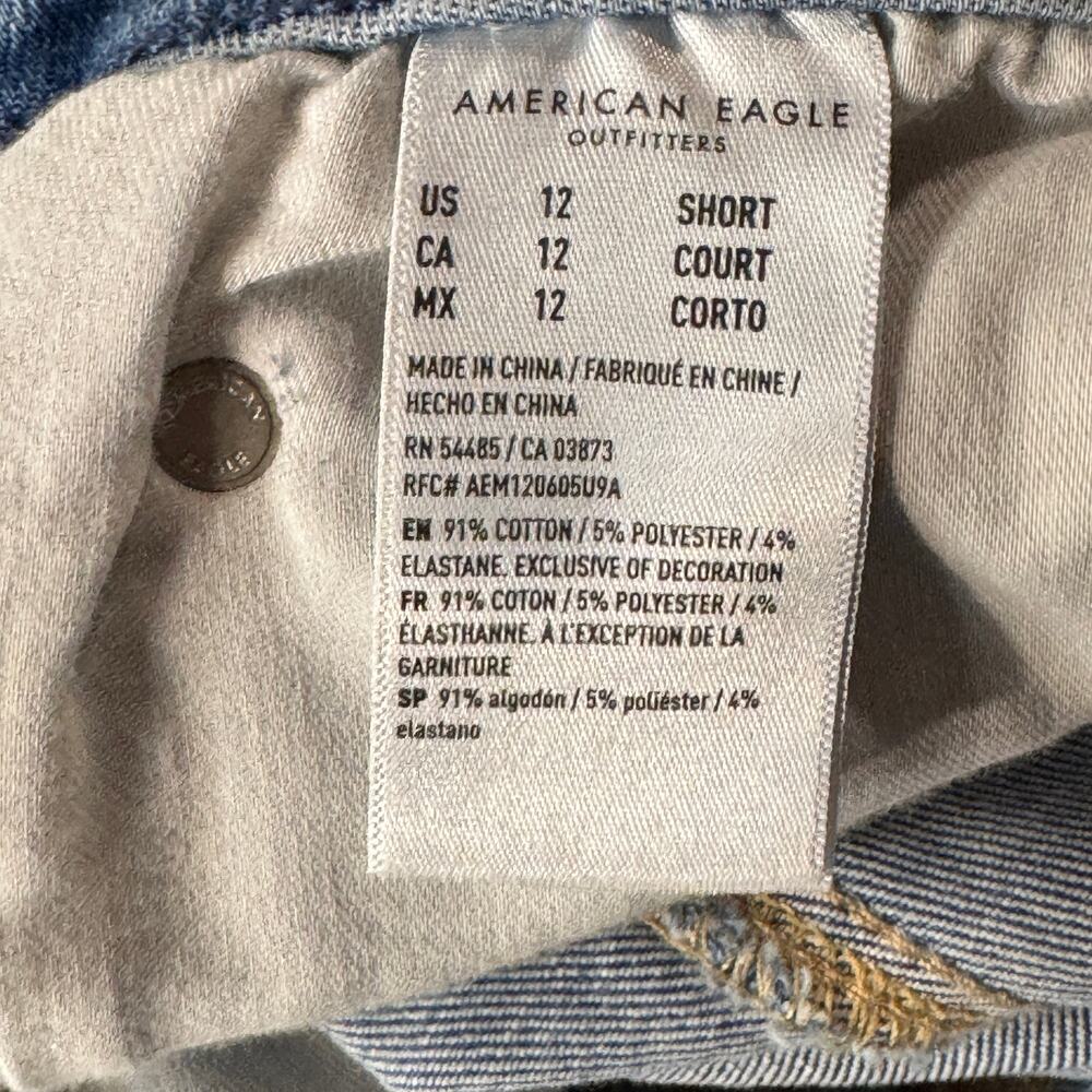 American Eagle SZ 12 SHORT Super Hi-Rise Jeggings Jeans Stretch Zip-Fly Whisker - Picture 9 of 11